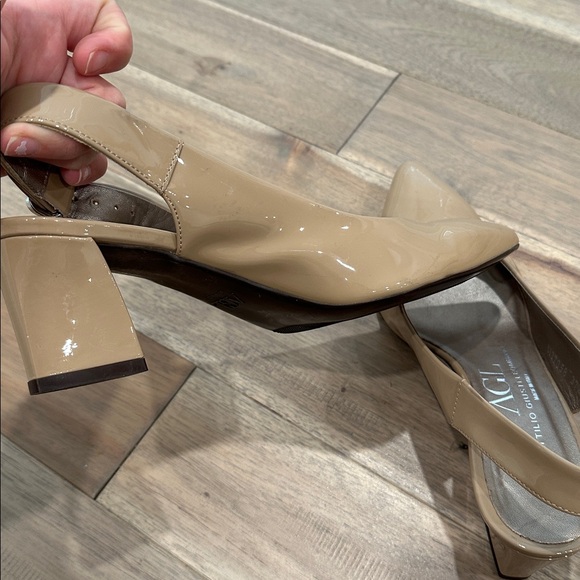 AGL patent leather almond Beige Slingback Heels - Picture 8 of 10